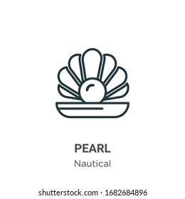 Pearl outline vector icon. Thin line black pearl icon, flat vector simple element illustration from editable nautical concept isolated stroke on white background