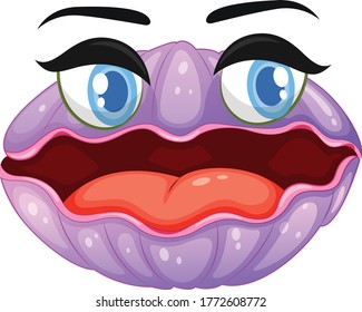 Pearl oyster cartoon vector art and illustration