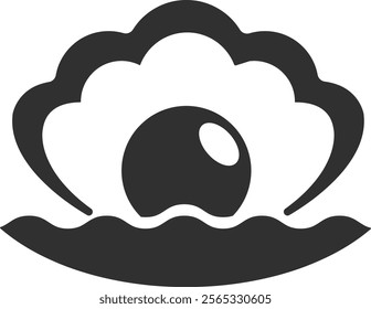 Pearl oyster shell black icon vector illustration