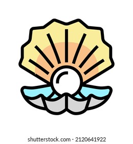 pearl oyster shell color icon vector. pearl oyster shell sign. isolated symbol illustration