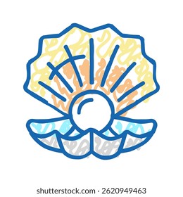 casca de ostra de pérola ícone doodle sketch vetor. símbolo de casca de ostra de pérola. ilustração de símbolo isolado