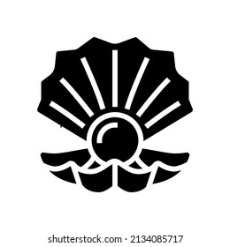 pearl oyster shell glyph icon vector. pearl oyster shell sign. isolated contour symbol black illustration