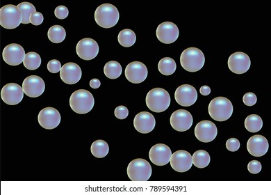 Pearl pattern. Gentle pearls background. Vector illustration for invitation, card, celebration, party, carnival, festive holiday and Your project. Black Background