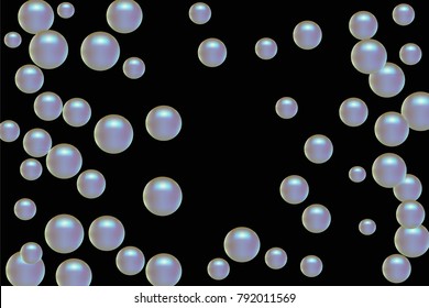 Pearl pattern. Gentle pearls background. Vector illustration for invitation, card, celebration, party, carnival, festive holiday and Your project. Black Background