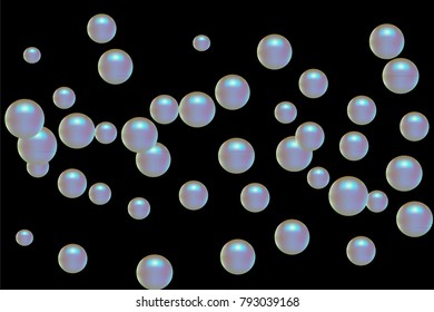 Pearl pattern. Gentle pearls background. Vector illustration for invitation, card, celebration, party, carnival, festive holiday and Your project. Black Background
