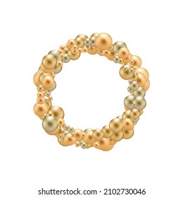 Pearl pearls arranged in a circle. Gold balls.