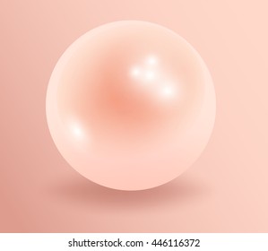 Perla. Perla rosa aislada en segundo plano, decoración y decoración. Objeto vectorial realista. Ilustraciones vectoriales. 10 pasos