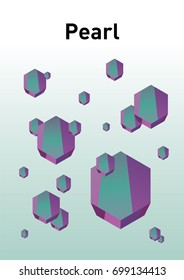 Pearl is a precious mineral. Hexagonal ingots of pearl in the form of rainfall. Vector template cover for design.