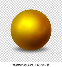Pearl. Realistic 3d ball sphere. Single object. Metallic. Gold color orb isolated on a transparent background. Geometric shape. Vector pearl illustration
