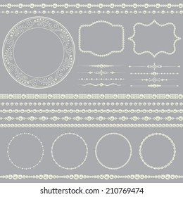 pearl realistic mega set collection isolated on grey background. vector illustration 