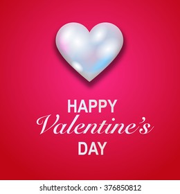 Pearl realistic vector jewelry shiny light elegance heart valentines day background with shadow