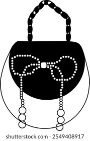 pearl ribbon handbag for women vector illustration