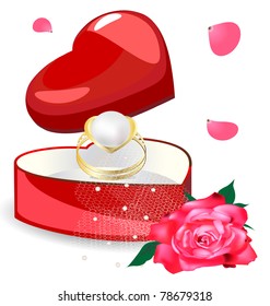 pearl ring in the box-heart