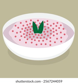 Pearl Sago Porridge (Bubur Mutiara) Indonesian Traditional Dessert Illustration