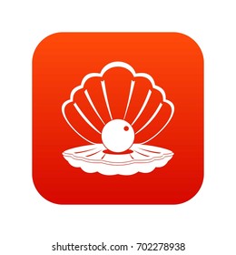Pearl in a sea shell icon digital red for any design isolated on white vector illustration