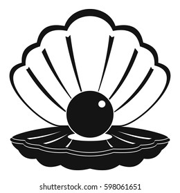 Pearl in a sea shell icon. Simple illustration of pearl in a sea shell vector icon for web