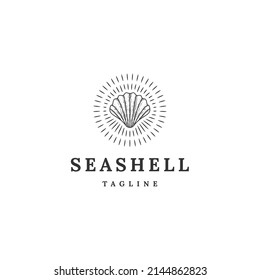 Pearl  Sea Shell Logo icon Design Template Flat Vector