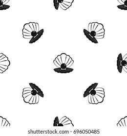 Pearl in a sea shell pattern repeat seamless in black color for any design. Vector geometric illustration