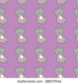 Pearl in the seashell seamless vector pattern