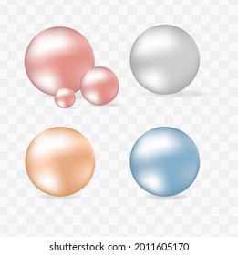 Perla aislada en un fondo transparente. Ilustración vectorial hermosa. Hierba 3D con bombillas transparentes y resaltados. 