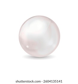 Pearl set isolated on transparent background. Spherical beautiful 3D orb with transparent glares and highlights. Jewel gems. Vector