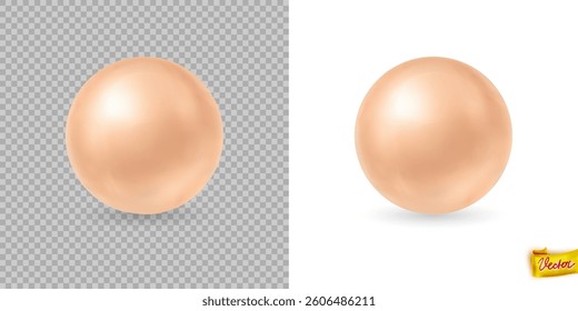 Pearl set isolated on transparent background. Spherical beautiful 3D orb with transparent glares and highlights. Jewel gems. Vector