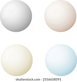 Pearl, set of realistic, multi-colored pearls isolated on white background. Vector, cartoon illustration. Vector.