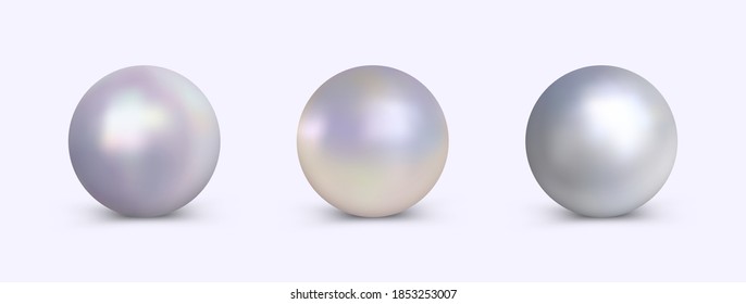 Pearl set for use in logo or decoration design. Vector realistic clipart. Vector elegant pearls collection.