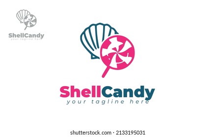 Pearl shell candy logo design. vector