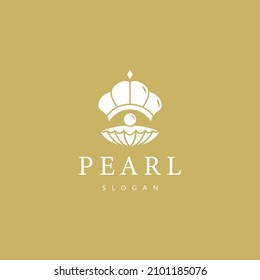 pearl shell and crown, jewelry logo design
