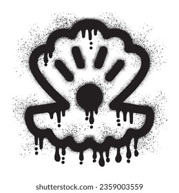 Pearl shell graffiti with black spray paint