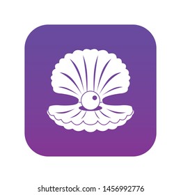 Pearl in a shell icon digital purple for any design isolated on white vector illustration
