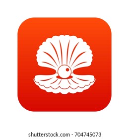 Pearl in a shell icon digital red for any design isolated on white vector illustration