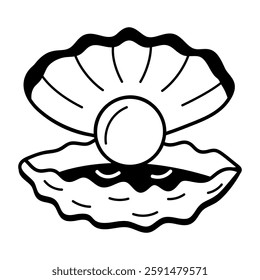 Pearl shell icon in drawing style 
