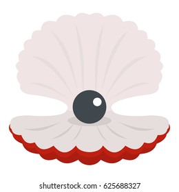 Pearl in a shell icon flat isolated on white background vector illustration