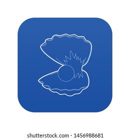 Pearl shell icon in outline style isolated on white vector illustration