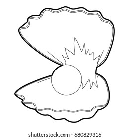 Pearl shell icon in outline style isolated on white vector illustration