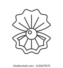 Pearl shell icon, set of ocean life, line design vector