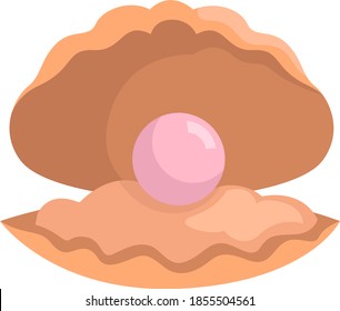 Pearl in a shell, illustration, vector on white background