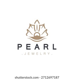 Perla Shell o logotipo de la joyería elegante y de lujo belleza y moda