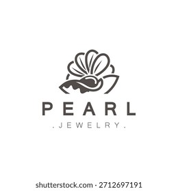 Perla Shell o logotipo de la joyería elegante y de lujo belleza y moda