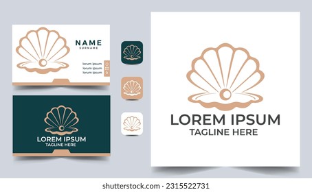 Vector del logotipo de Pearl Shell Jewelry con diseño de tarjeta de visita