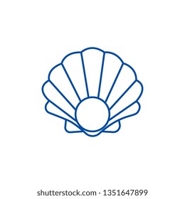 Pearl Shell Line Icon Concept. Pearl Shell Flat  Vector Symbol, Sign, Outline Illustration.