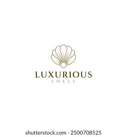 pearl shell logo in luxury line art design style