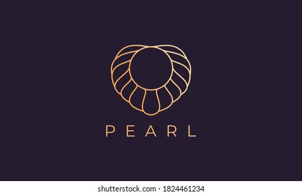 plantilla de logotipo de concha de perla con forma lujosa y elegante