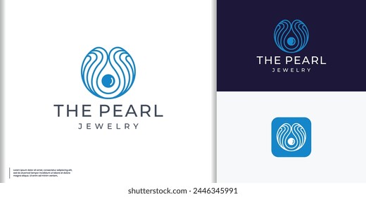 pearl shell logo template with luxury and elegant shape concept.