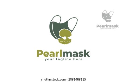 Diseño del logo de la máscara de la concha de la Perla. vector