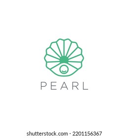 Pearl shell modern simple lines outline logo icon sign symbol design. Vector illustration