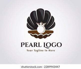 perla con el logotipo abierto de concha belleza joyas diseño ilustración