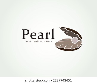 pearl with shell open logo beauty jewelry design template illustration